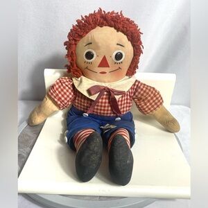 Vintage Raggedy Andy Knickerbocker Doll 15” Hong Kong 1960s Plush Toy